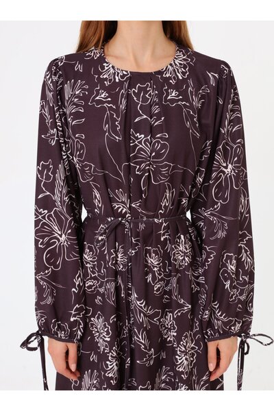 Refka Φόρεμα Τεσεττούρα με μοτίβο και λεπτομέρεια με κορδόνια στα μανίκια - Μοτίβο -