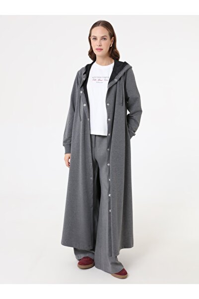 Benin Hooded Detailed Snapback Sports Cap / Top Hat - Gray Melange -