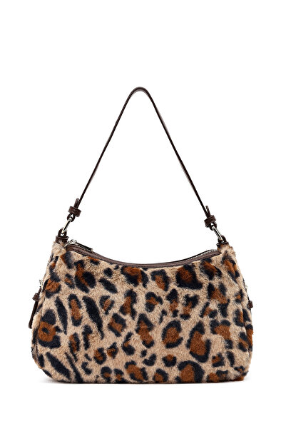 Derimod Women's Leopard Long Strap Plush Shoulder Bag 25Wbd2672Ph