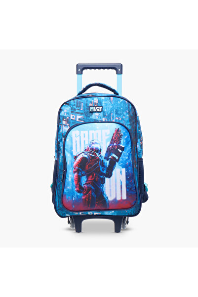 MUST 3-Piece Game Print 16-inch Trolley Backpack Set - 43x30x13 cms