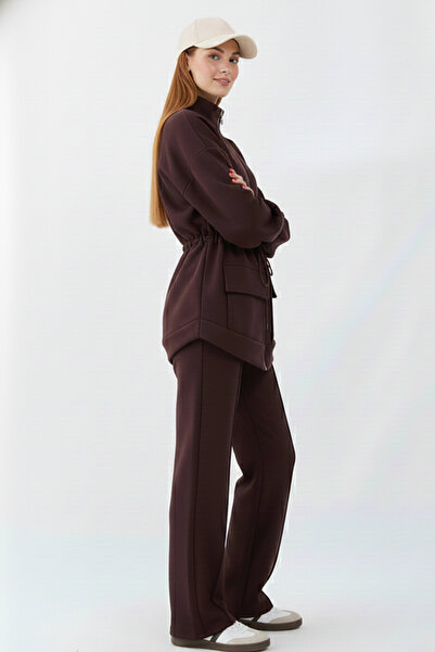 benguen Waist-Tied Scuba Suit N5404 Brown