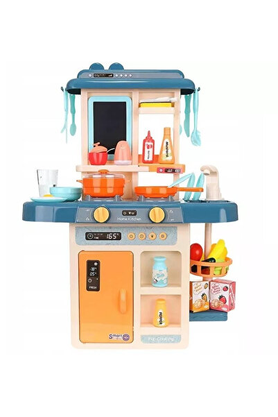 PROCART Children's Play Kitchen with Sound, Steam & Lights — 42 Accessories, Water Circuit, 63x45x22 cm