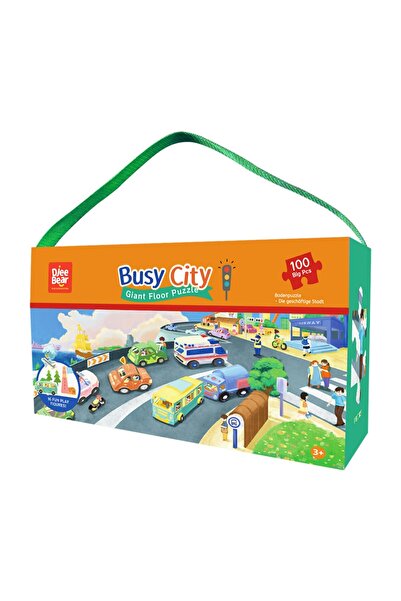 Hibobi Premium لعبة أحجية أرضية عملاقة على شكل مدينة مزدحمة مع صندوق هدايا