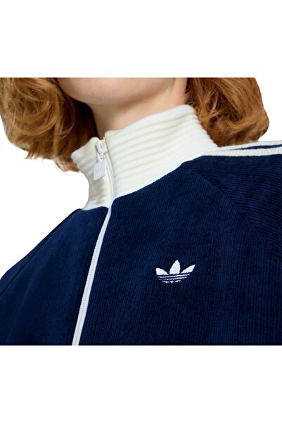adidas Ks7779-K Velour Knit Tt Women's Jacket Navy Blue