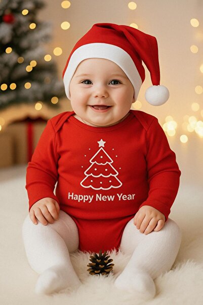 EFU BABY 100% Cotton New Year Themed Happy New Year Baby Bodysuit