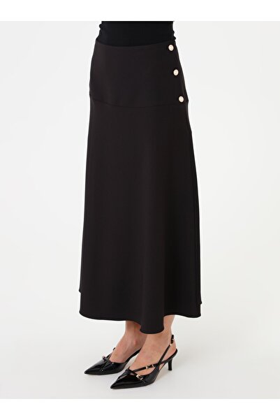 Refka Φούστα με λεπτομέρεια με κουμπιά στο πλάι - Μαύρη -