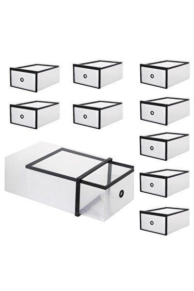SERSIMO Set de 10 cutii organizatoare pentru încălțăminte, 33x23x13, transpar...