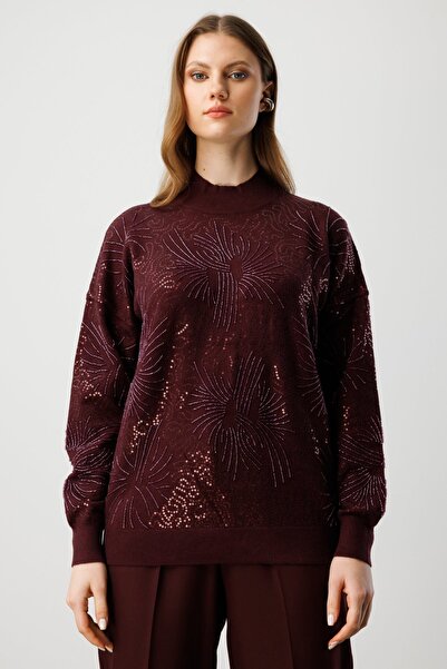 ON Taşlı Dik Yaka Triko Kazak