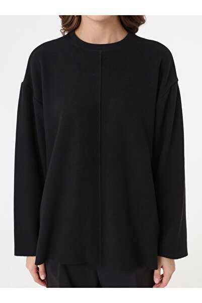 Benin Stitch Detailed Oversized Sweatshirt - Black -
