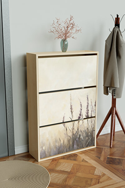 Hediyeler Kapında "Hazy Lavender" 3 Bölmeli Liovian Düşer Kapak Ayakkabılık