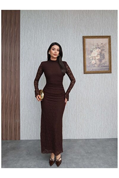 ESRAHELVACI Lace Shoulder Shoulder Pad Piece Long Dress