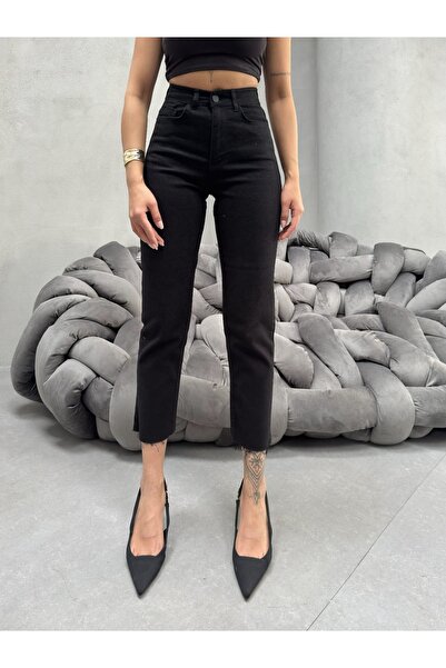 KENE JEANS Women's High Waist Linen Pants with Cut-Out Detail and Tapered Legs