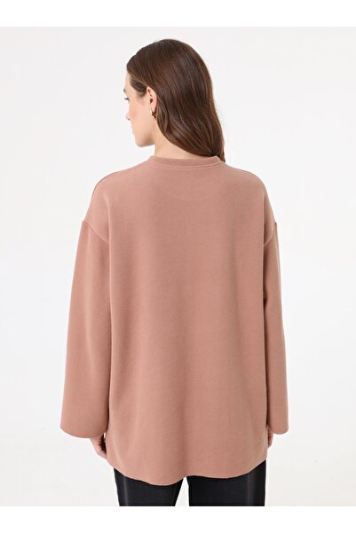 Benin Stitch Detailed Oversized Sweatshirt - Beige -