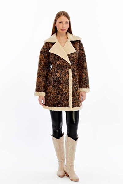 Jamila Kürklü Uzun Suni Deri Kadın Mont