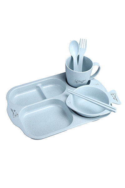 Choice مجموعة أدوات مائدة للأطفال مكونة من 6 قطع باللون الأزرق، أطباق كرتونية...