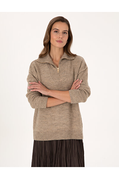 Pierre Cardin سترة مينك كومفورت فيت بسحاب ياقة مرتفعة متوسطة الطول 50316329-VR052