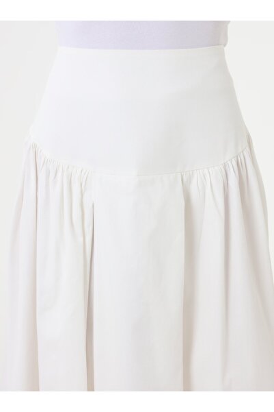 Benin High Waist Flowy Long Skirt - White -