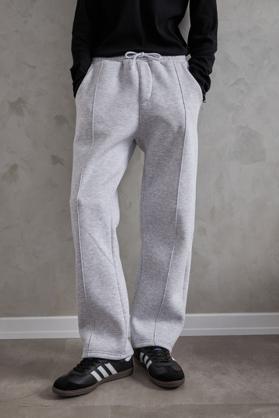 HYMAN Men's Baggy Sweatpants with Front Stitching Detail