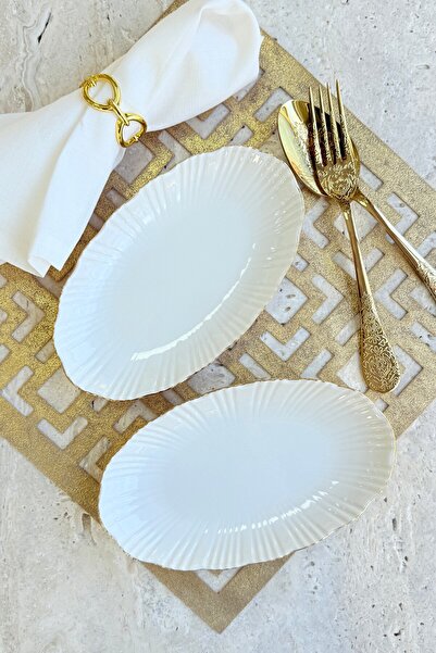porselenden Aura Gold 2-Piece 20 cm Premium Porcelain Small Size Boat Breakfast Mezelik Presentation Serving Set