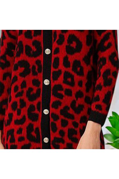 Fua Shop Γυναικεία ζακέτα πλεκτά με λεοπάρ σχέδιο