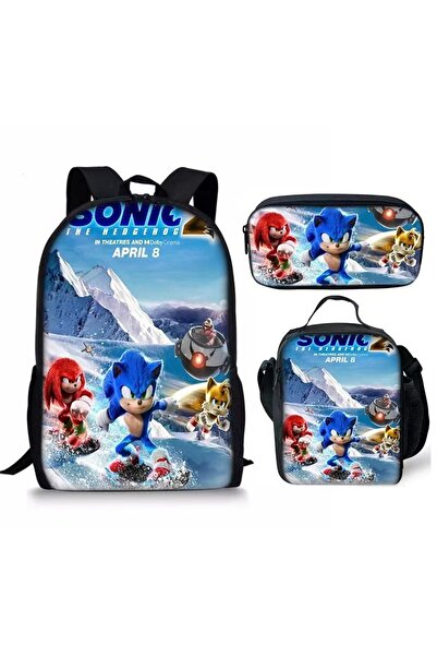 NO BRAND Sonic school bag set, three pieces, multiple colors, for ages 7-18, ...