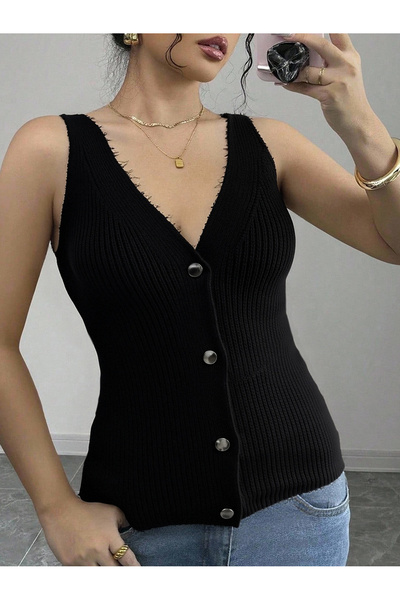 RUMBLE STUDİO Süveter Kolsuz Çıtçıtlı