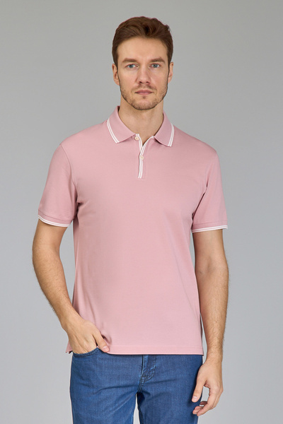 Bisse Men's Polo Neck Buttoned Tshirt Pink