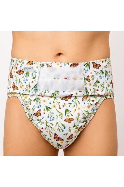 Pupus reusable adult diaper with hourglass insert, sizes S/M/L, medium absorbency, grass pattern