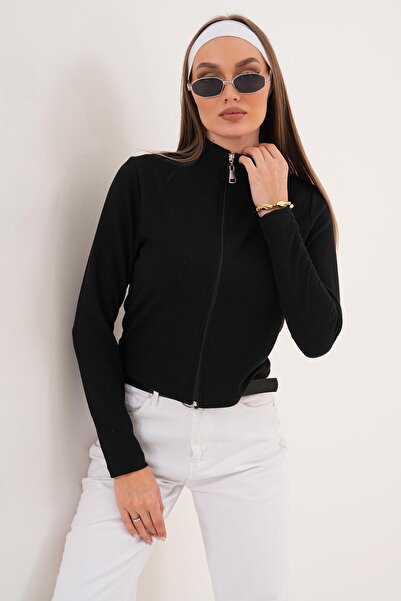 ŞİMAL Women's Zipper Closure Wrinkled Jacket 255420 -