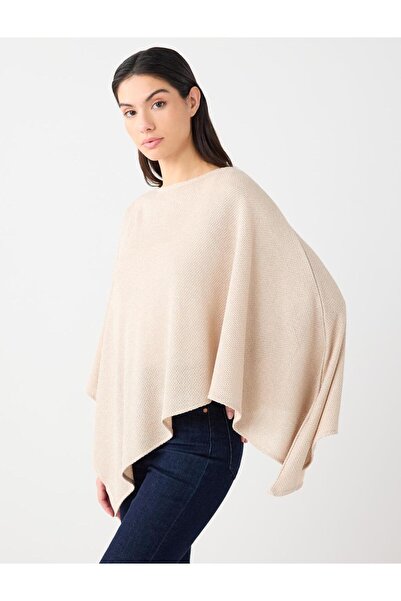 Jimmy Key Poncho confortabil bej croială din material subțire