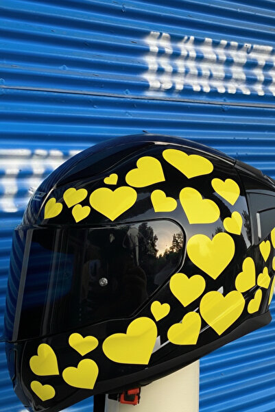 Banxtre Kask-Motor-Araba için Sarı Kalpli Sticker Etiket Seti
