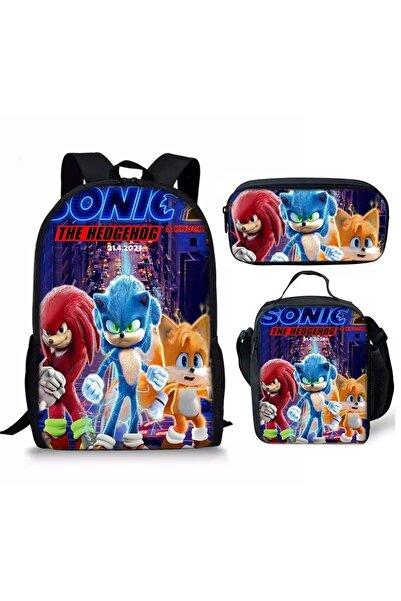 NO BRAND Sonic school bag set, three pieces, multiple colors, for ages 7-18, ...