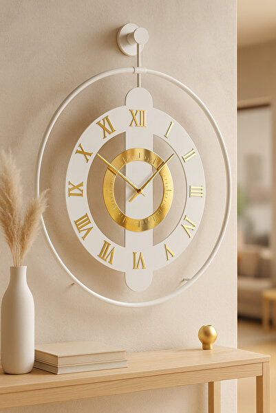 Wallover Design Dev Boy İzabella Beyaz/Gold Roma Rakamlı Gold Pleksi Kadranlı...