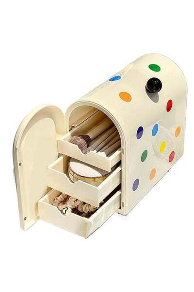 fulina Tabletop Container Stationery Holder, Space Saving Cosmetic Case Desktop Organizer, White