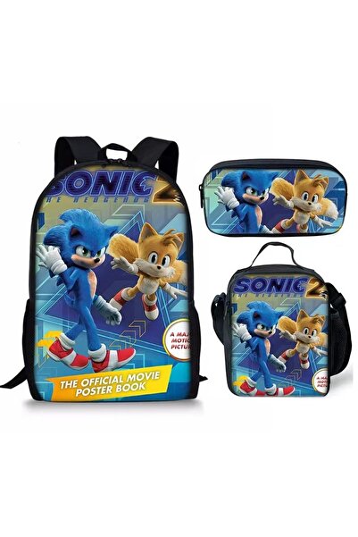 NO BRAND Sonic school bag set, three pieces, multiple colors, for ages 7-18, ...