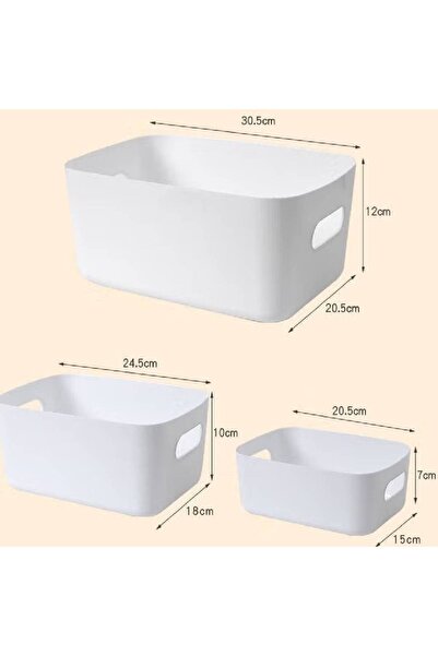 NKX 3 Pcs Multi Size Rectangular Desktop Storage Box Set for Office, Kitchen and Cosmetics