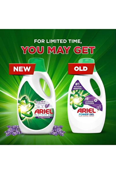 Ariel Lavender Freshness Laundry Detergent Power Gel 1.8 x 2, Dual Pack