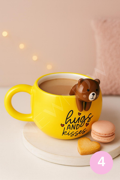 NEWNOW Dream Porcelain Mug – Cute Figure with Lid, Gift Set Compatible, 350 ml Latte & Coffee Cup