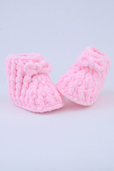 Nami Baby Organic Pink Baby Knitted Booties – Handmade Soft Pink Newborn Booties – First Step Shoes