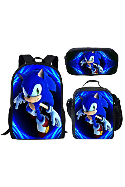 NO BRAND Sonic school bag set, three pieces, multiple colors, for ages 7-18, S-8