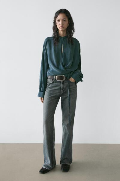 Massimo Dutti Straight flare fit mid-rise jeans