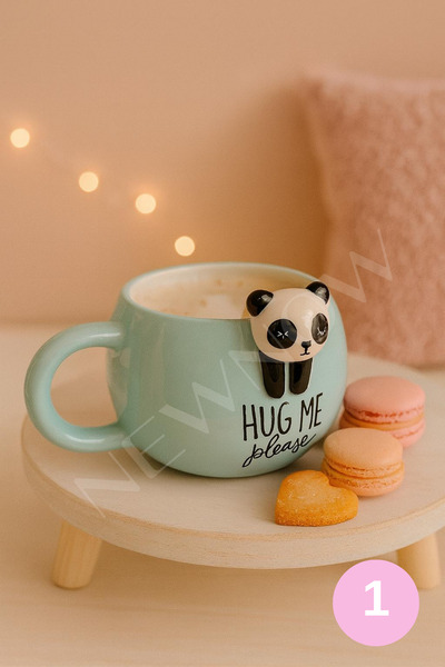 NEWNOW Dream Porcelain Mug – Cute Figure with Lid, Gift Set Compatible, 350 ml Latte & Coffee Cup