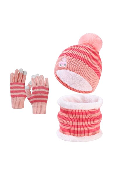 NO BRAND Children's Winter Warmth Set, Hat, Scarf, Gloves, Multicolor