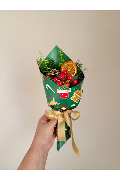 Çiçek Noel Hediyesi - Tek Dal Top Kokina / Yılbaşı çiçeği (KUTULU Mini Buket)