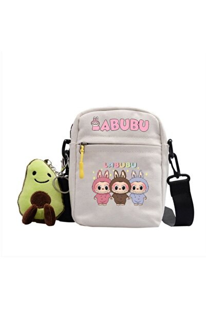 NO BRAND Labubu Crossbody shoulder bag, canvas, white, Bag-1