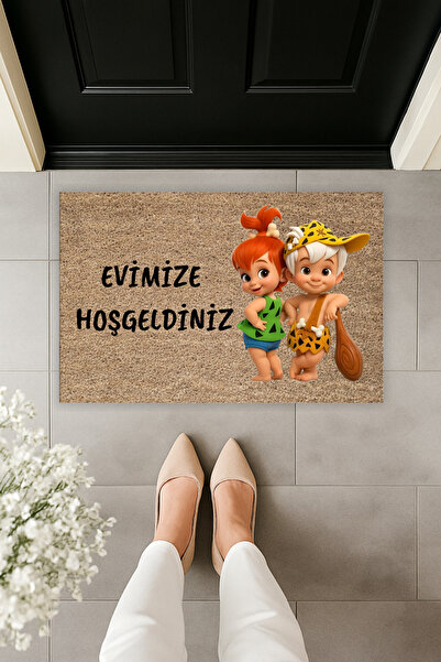 Dormot سجادة أمام الباب بطباعة رقمية حديثة تصور الحجر والحصى وشخصيات البامبام