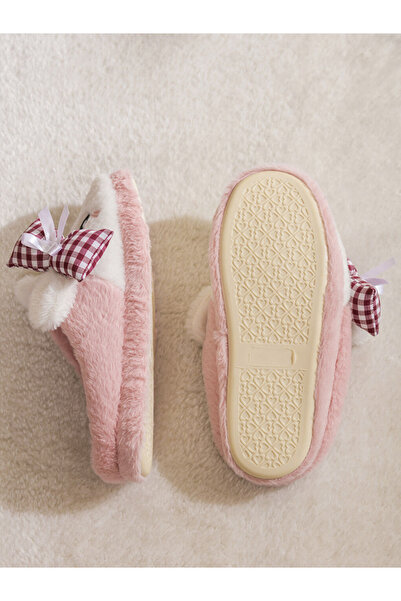 LC Waikiki Steps Pink Rabbit Figured Plush Women's House Slippers