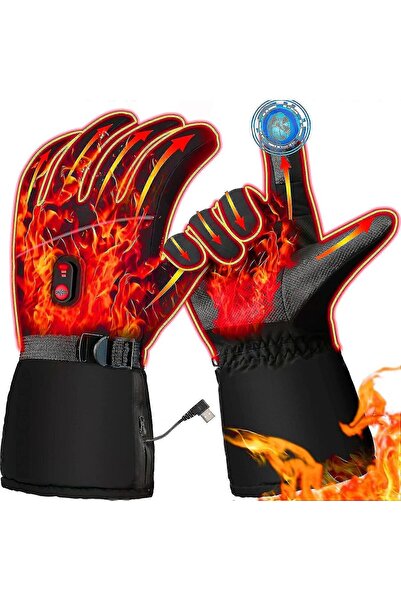 NO BRAND Heated gloves, touch screen, black, battery powered (batteries not i...