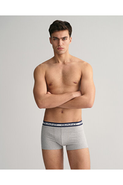 Gant Erkek Gri Slim Fit Logolu 3'lü Boxer