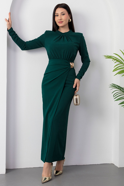 PULLIMM Φόρεμα με μακρύ μανίκι με λαιμόκοψη και αγκράφα GRS3855